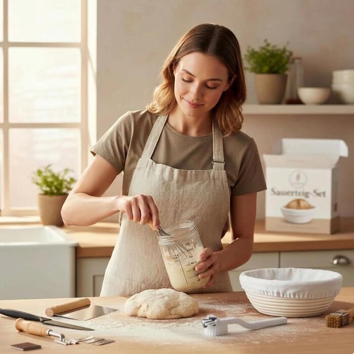 Набір для приготування закваски Crustica 8 частин: гномки круглі та овальні, скляна тара та аксесуари для випічки хліба