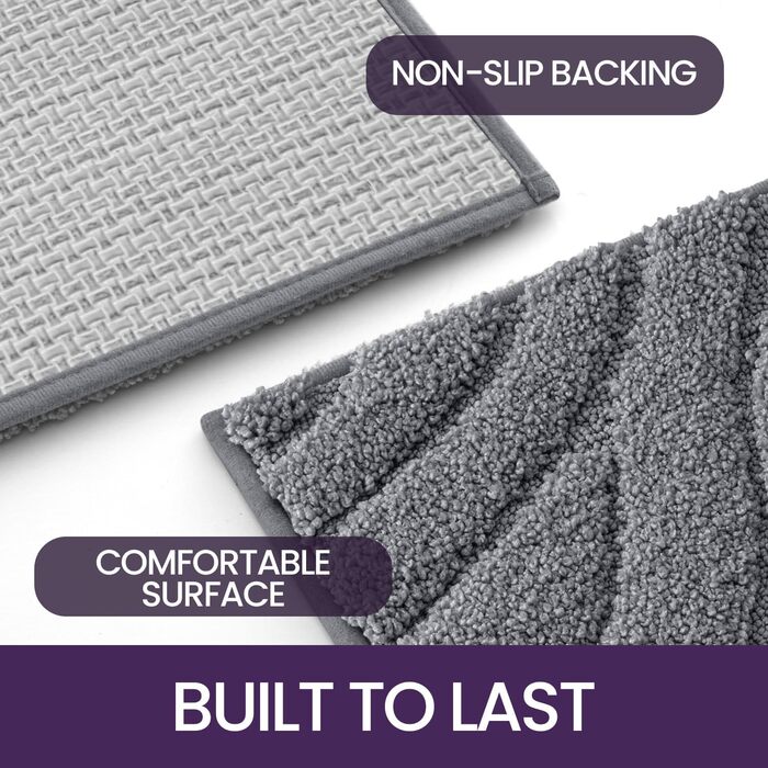 Килимок для ванної кімнати DEXI 61 x 110 см, сірий - м'який, неслизький, машинне прання