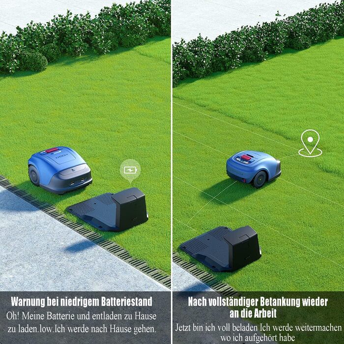 Робот-газонокосарка акумуляторна з Wi-Fi, Bluetooth і мобільним додатком, для газонів до 600 м², акумулятор 4400 мАг, станція зарядки, сенсор дощу, захист від крадіжки (синій)