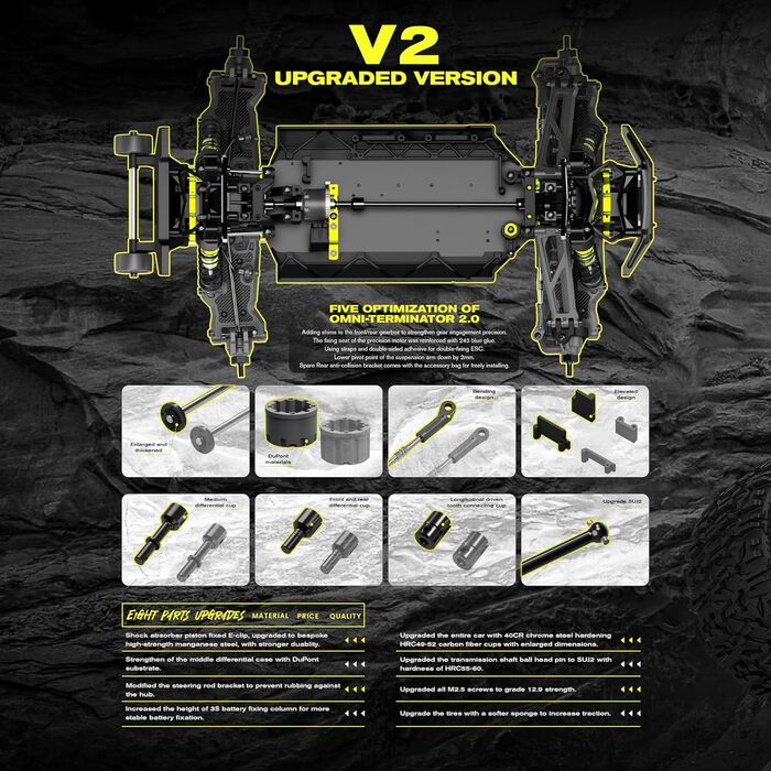 Радіокерований автомобіль RIAARIO 1:10 Brushless 50 км/год Позашляховик 4WD Водонепроникний карбон
