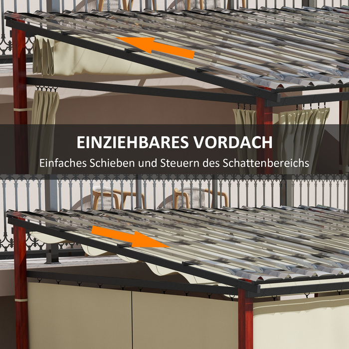 Пергола для саду, розсувна пергола для саду, стійка до погодних умов, комплектується кріпленням, бежевого кольору