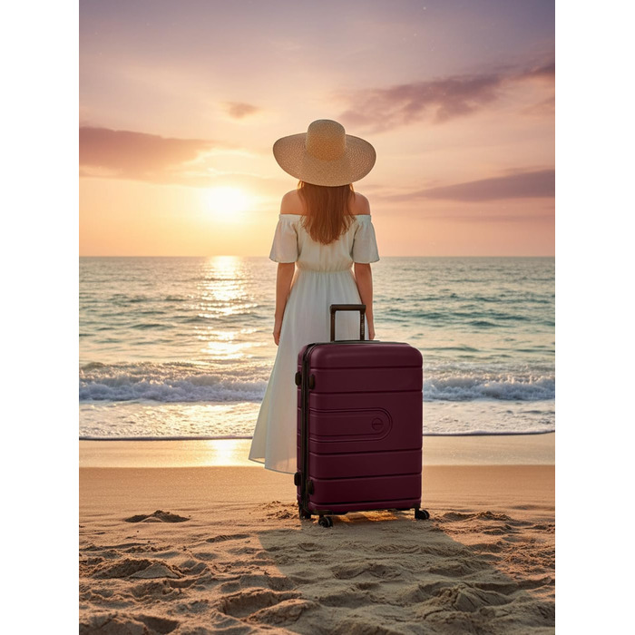 Набір валіз REDOLZ Hartschalen 3-в-1: велика (76 см), середні та маленькі, розширювані, з TSA-замком, з поліпропілену, 4 колеса, для жінок та чоловіків (Burgundy)