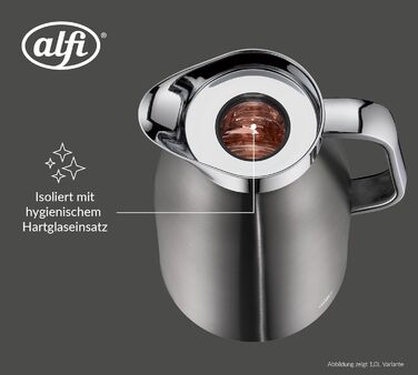 Термос Alfi SKYLINE 1.5л з нержавіючої сталі з скляною вставкою, сірий (1500 мл)