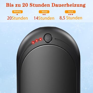 Електричний нагрівач для рук, перезарядна пара, 6000mAh, USB-кабель, 3 режими нагріву, 20 годин тепла, для активного відпочинку взимку, чорний