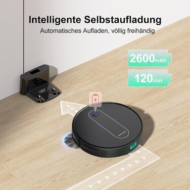 Робот-пилосос 3000PA Strong Vacuum Cleaner Robot ультратонкий робот-пилосос - 120 хвилин роботи, Wi-Fi робот-пилосос без функції миття підлоги для ретельного прибирання шерсті домашніх тварин, килимів, твердої підлоги, 6 режимів прибирання