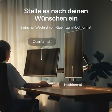 Підставка для двох моніторів Desktronic, до 32 дюймів, 8 кг, 360° обертання, регулювання висоти, міцна конструкція, проста установка, для великих моніторів, ергономічна, VESA 75/100, чорна