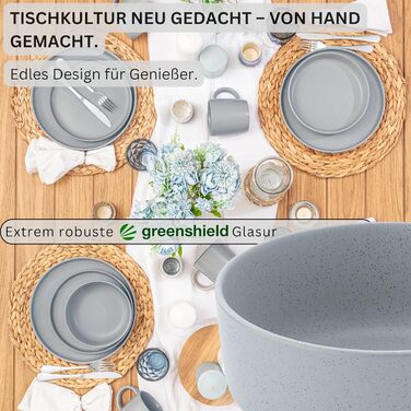 Набір кавових чашок SÄNGER VALUE COLLECTION (6 шт.), 380 мл, блакитно-сірий колір, кераміка, для кави та чаю, мийка в посудомийній машині, підходить для мікрохвильової печі