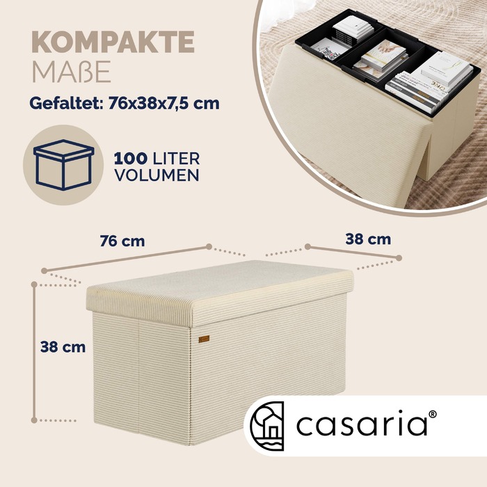 Складаний табурет бежевого кольору, 76x38x38 см, МДФ