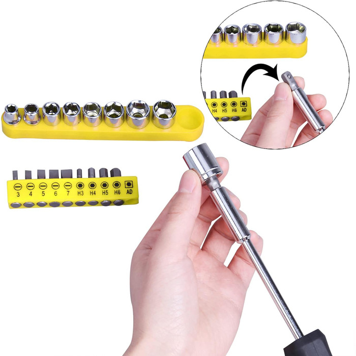 Набір інструментів CARTMAN 148 предметів для дому в пластиковому кейсі, синьо-жовтий