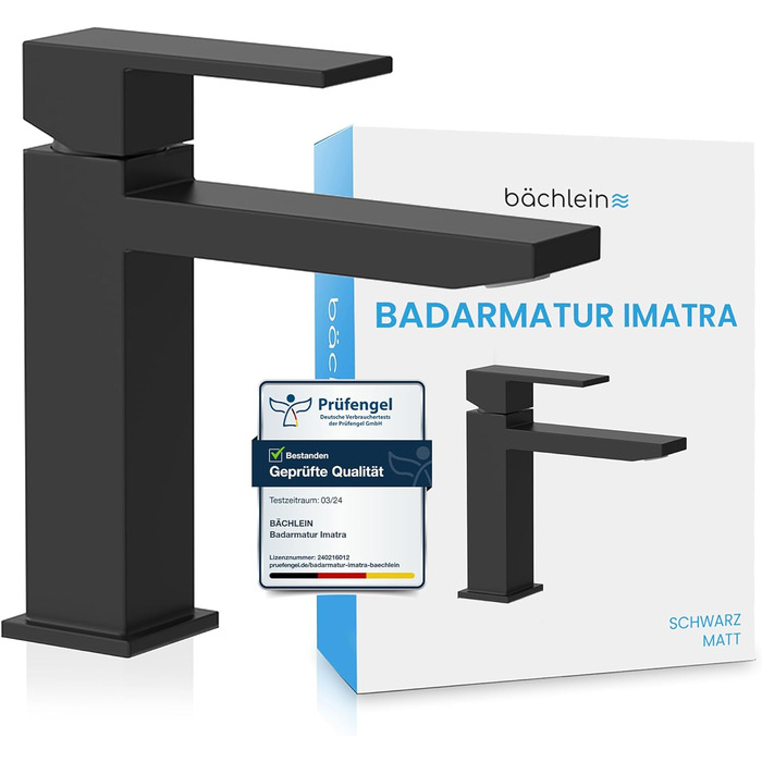 Змішувач для ванної кімнати Bächlein Imatra чорного матового кольору, однорідний важіль, сучасний дизайн