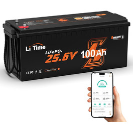 Акумулятор LiTime LiFePO4 24 В 100 Ач, Bluetooth, керування APP, 4000 циклів, термін служби 10 років, заміна свинцево-кислотного продукту