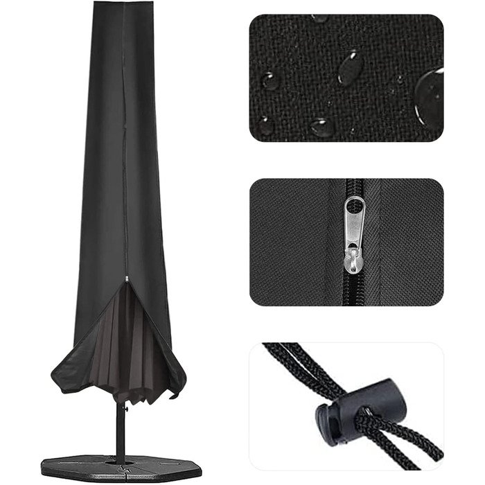Чохол для парасольки/терасної парасольки, 153x30x30 см, водовідштовхувальний, міцний, 600D Oxford, PVC покриття, чорний