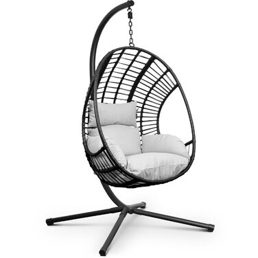 Крісло-гойдалка Swoods XXL з металевим каркасом – для дому та вулиці. Яйцеподібне крісло-гойдалка з подушкою, до 150 кг (темно-сірий, світло-сірий)