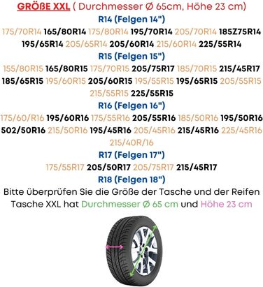 Чохли для шин 4 шт. Set з ручкою, зимові/літні шини, захисні чохли, водонепроникні, універсальні 15-19 дюймів (XXXL)