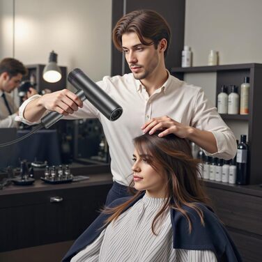 Професійний іонний фен для волосся CONFU 1700W, складаний фен з магнітним дифузором та стилізуючою насадкою, темно-сірий