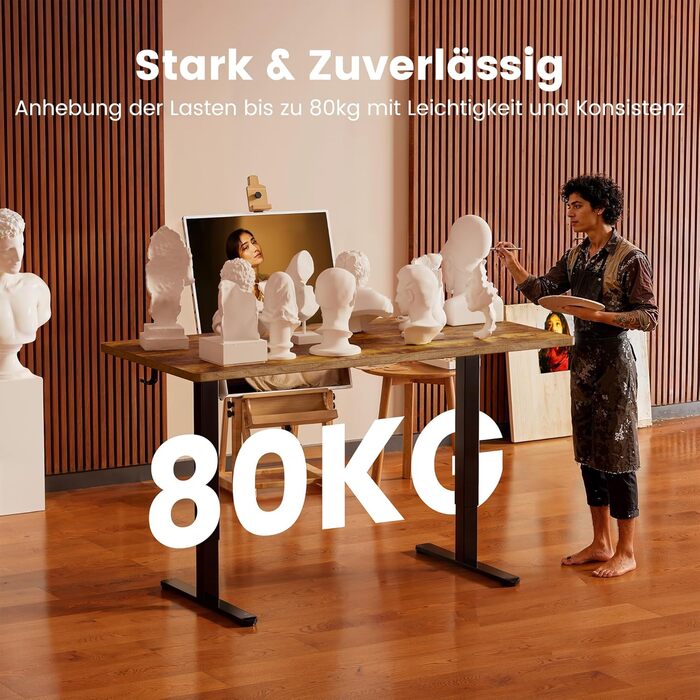 Електричний регульований стіл ErGear 160x80 см з 4-ма пам'ятними настройками, з'єднувальною пластиною, для дому та офісу, вінтажний колір дерева