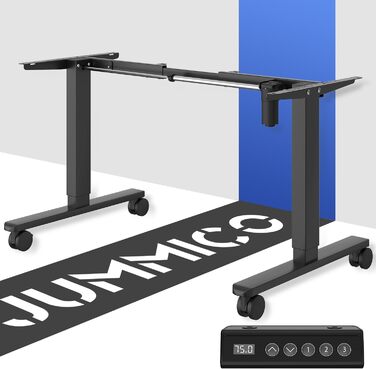 Стол офісний JUMMICO з регулюванням висоти, 100x160 см, 3 положення пам'яті, білий/чорний