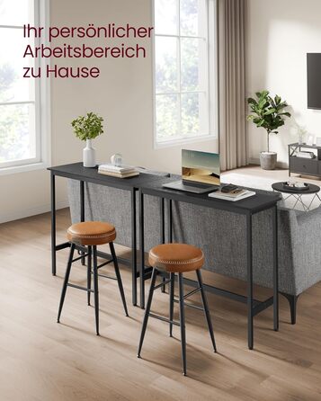 Барний стіл VASAGLE LBT010B56, 40 x 100 x 90 см, чорний, промисловий дизайн