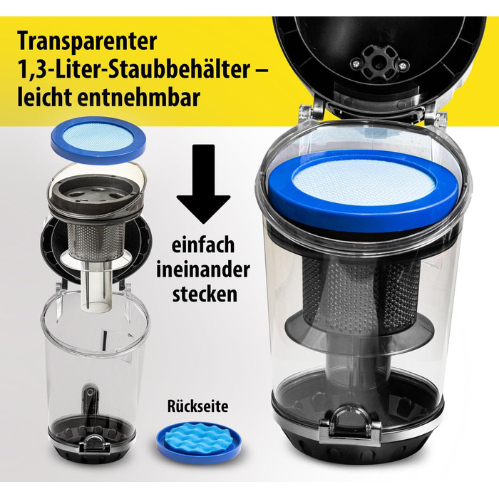 Пилголом Carrera чорного кольору: пилосос циклонного типу, з кабелем, компактний, 800W, HEPA-фільтр, висока потужність всмоктування