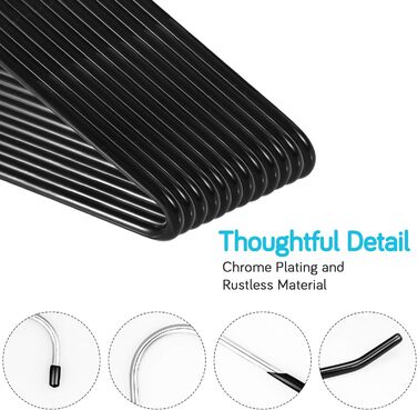 IPOW 24 шт. міцні вішалки для одягу з відкритим кінцем, металеві, для джинсів, економія місця, антикорозійні, з гумовим покриттям, легко ковзають