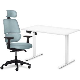 Комплект Mealux PowerDesk Lite White + Leo Air Grey Blue (арт. EVO-201 Lite W/W +Y 546 KBGL)