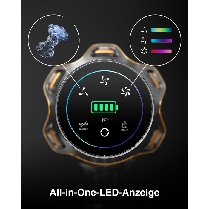 Бездротовий акумуляторний пилосос 45000 Па/550 Вт/65 хв, об'єм 1,6 л з дисплеєм, антизаплутана щітка, самостійна парковка, док-станція на стіні, 8-шарова фільтрація, тихий, для шерсті тварин/килимів/твердих поверхонь/автомобіля, блакитний