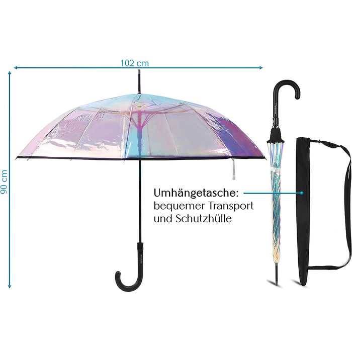 Парасолька із зоряною іскрою, Ø102 см, напівпрозорий, барвистий, для весілля, спеціальний райдужний.