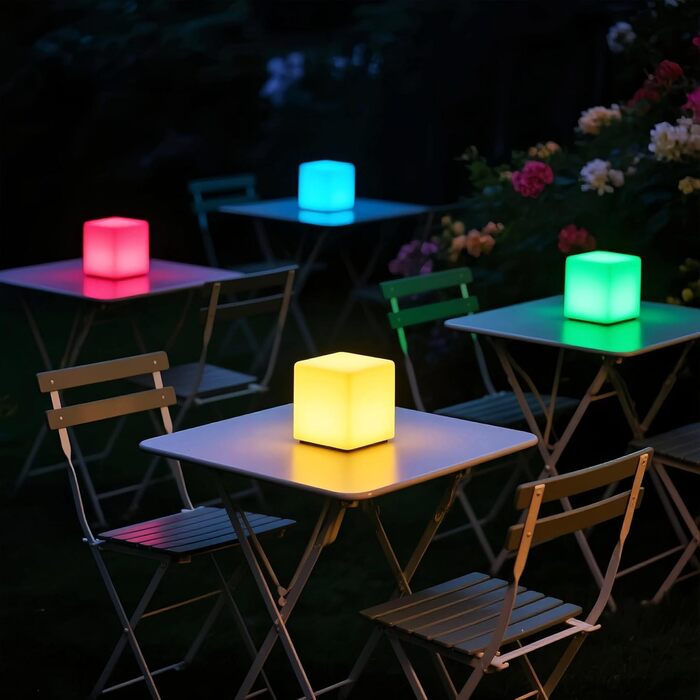 Світлодіодний куб-пуф Mr.Go RGB 15x15x15 см з пультом, 16 кольорів, акумуляторний, водонепроникний для дому, спальні, басейну, вечірок