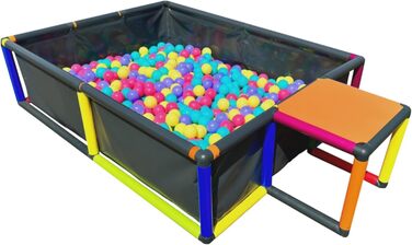 Конструктор басейну з сірим вкладишем для басейну, розміром конструкції 205x165x45 см або наповнений кульками як кульова яма, 875084 -