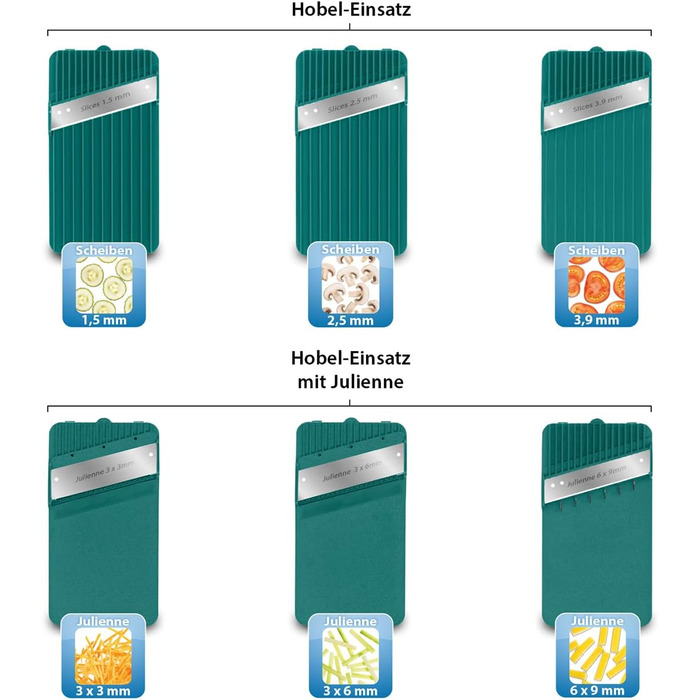 Nicer Dicer Mandoline 12-ти частинний набір для нарізки овочів, слайсер, овочевий гострий ніж, для нарізки соломкою, слайсами, кубиками, кухонний овочевий слайсер, турквіс/зелений