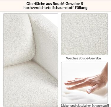 Крісло Yaheetech з тканини букле, м'яке, з регульованою підголівником, для вітальні/офісу, біле