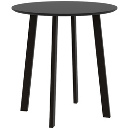 Стіл для двох осіб, біла стільниця, металеві ніжки з заглушками, діаметр 72 см, висота 75 см, чорний