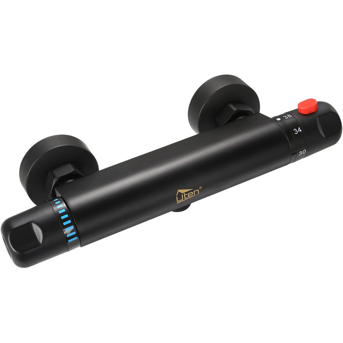 Змішувач для ванни з термостатом Uten, чорний, латунь, 2 виходи, захист 38°C