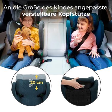 Дитяче автокрісло kk Kinderkraft JUNIOR FIX2 I-SIZE 15-36кг, з Isofix, група 2/3, 100-150 см, регульована спинка, підголівник, спеціальні системи безпеки, зручне перенесення, 6,3 кг (Blue1, JUNIOR FIX I-SIZE, Single)