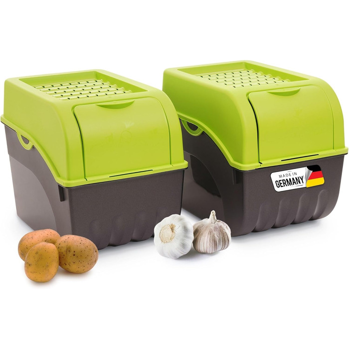 Короб для картоплі Novaliv | 2 шт по 5л | Зелений | Короб для овочів, цибулі, фруктів | 9 літрів