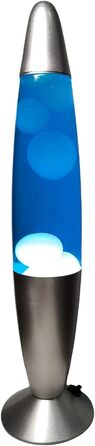 КРУТІ ПОДАРУНКИ Настільна лампа лава, 35 см з вимикачем, включає лампочку E14, плазмові лампи, магму, кольорові медузи (синьо-білі)