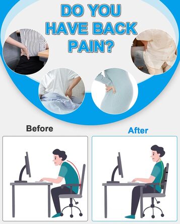 Подушка для спини FAOKZE з Memory Foam - ергономічна, для офісного крісла та дивана, антистатична (сіра)
