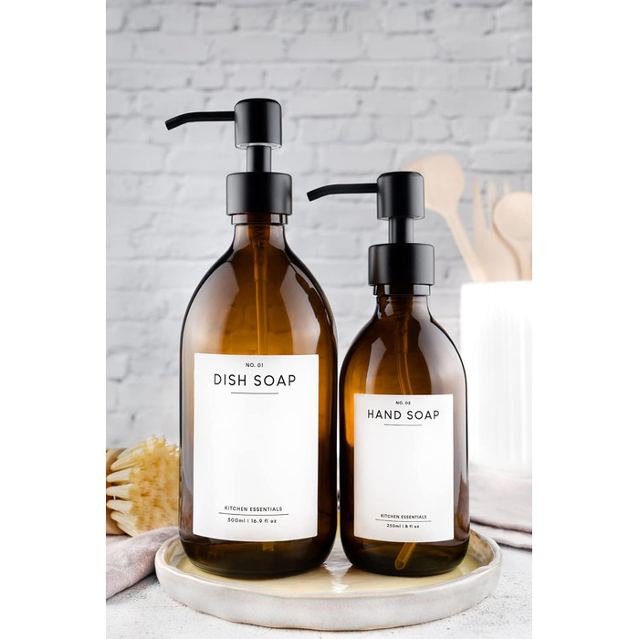 Набір дозаторів для мила MONOKO (4 шт.) з нержавіючої сталі, 500 мл, коричневий