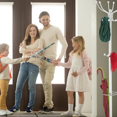 Стійка для одягу Relaxdays з підставкою для парасольки, 16 гачків, 176,5 x 36,5 см, мармурова основа, золота/біла