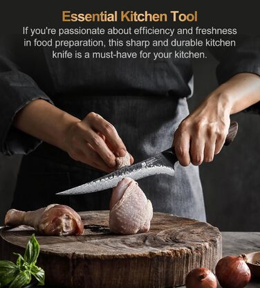 Ніж кухарський XINZUO Damaststahl з нержавіючої сталі Дамаск, 19,3 см - професійний, з ергономічною ручкою з білого дуба, серія Mo (ніж для філетування)