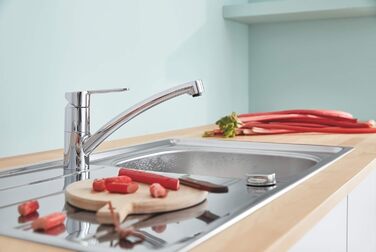 Змішувач для кухні GROHE Одноважільний, 360, 28мм Кераміка, 332мм, Хром, 31367001, BauEco