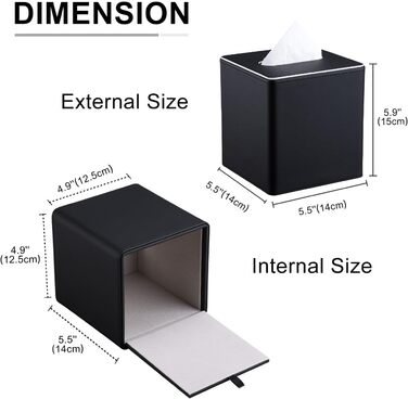 Скляна коробка для серветок KingFOM, чорна, квадратна - для офісу, авто, дому