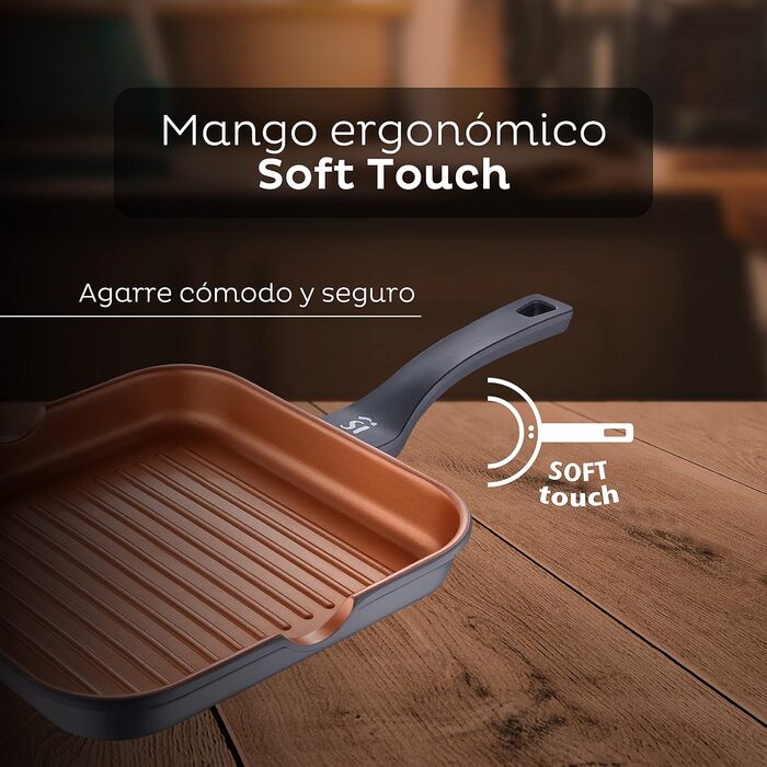 Сковорода-гриль San Ignacio Bronze 28x28 см з антипригарним покриттям, алюміній, для всіх плит