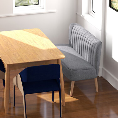 Диван на 2 місця, м'який диван з текстурою льону, дерев'яний каркас, для вітальні та спальні, 117 см, сірий