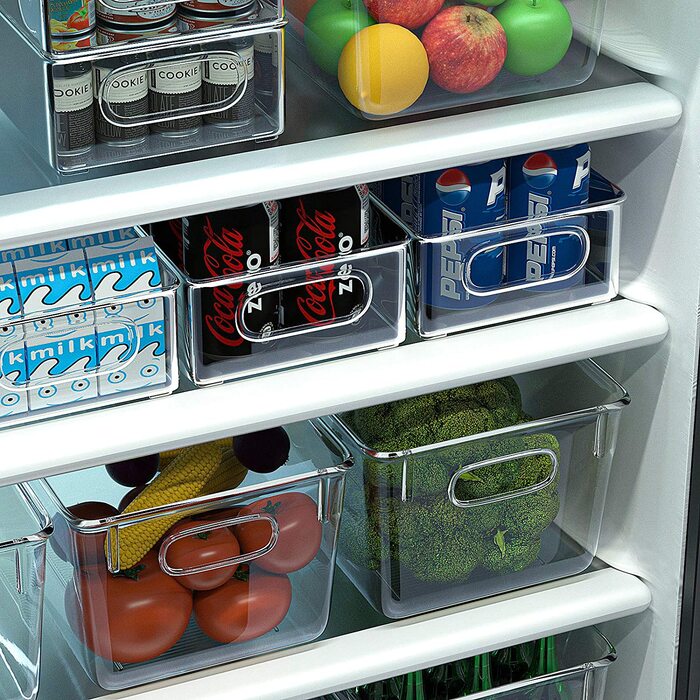 Органайзери для холодильника FINEW 2 великих 29х19х15 см / 2 маленьких 26х15х7 см прозорі
