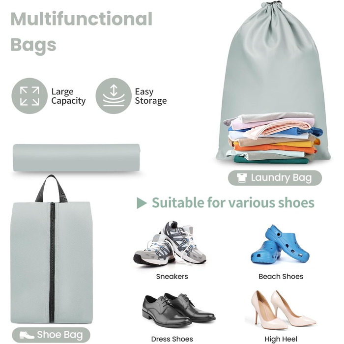 Набір органайзерів для валізи Packing Cubes, 10 шт, легкі дорожні сумки для одягу та аксесуарів (М'ятний)