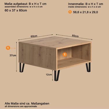 Тренттим Смарт Лівінг - Тумба з 2 дверцятами та 4 відділеннями, Artisan Eiche/Weiß, 60 x 37 x 60 см