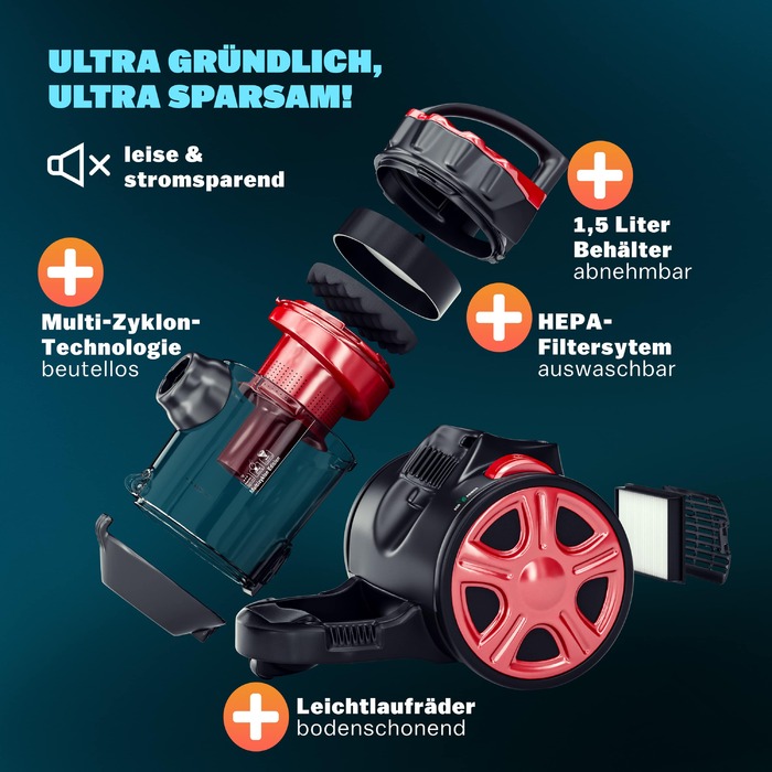 Мультициклонний пилосос Red 900 Вт ECO Power