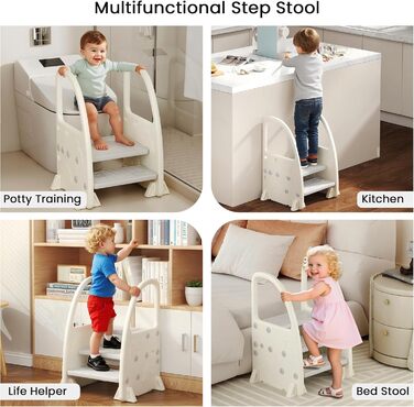 Дитячий тритулковий стільчик Hominewti з регулюванням висоти, неслизький, з підлокітниками, для ванної, дитячої кімнати, кухні (сірий)