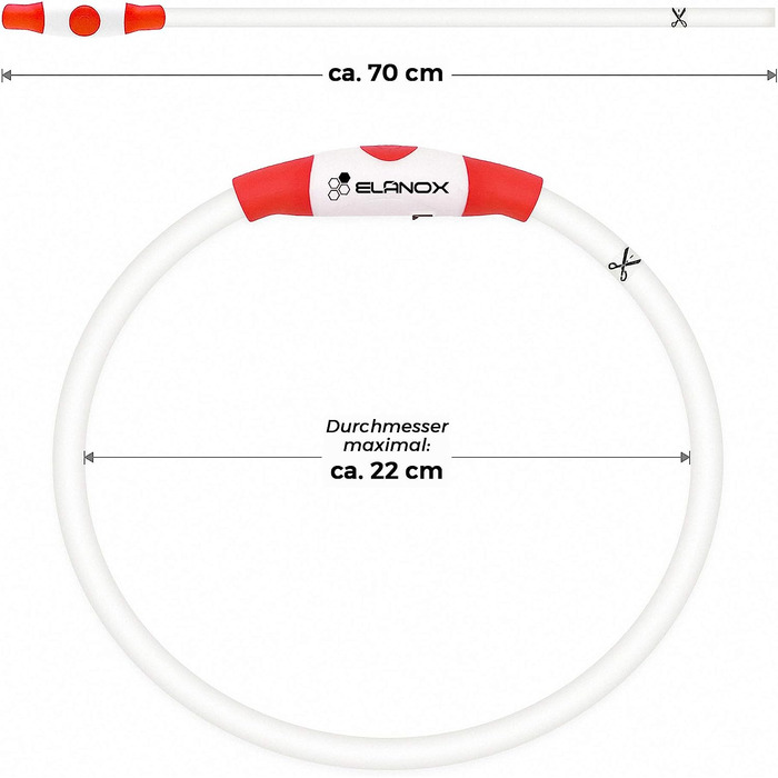 Світлодіодний нашийник ELANOX для собак перезаряджається USB універсальний світиться нашийник (червоний)